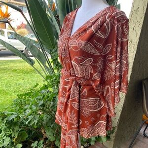 Rust Colored Short Sleeve Blouse